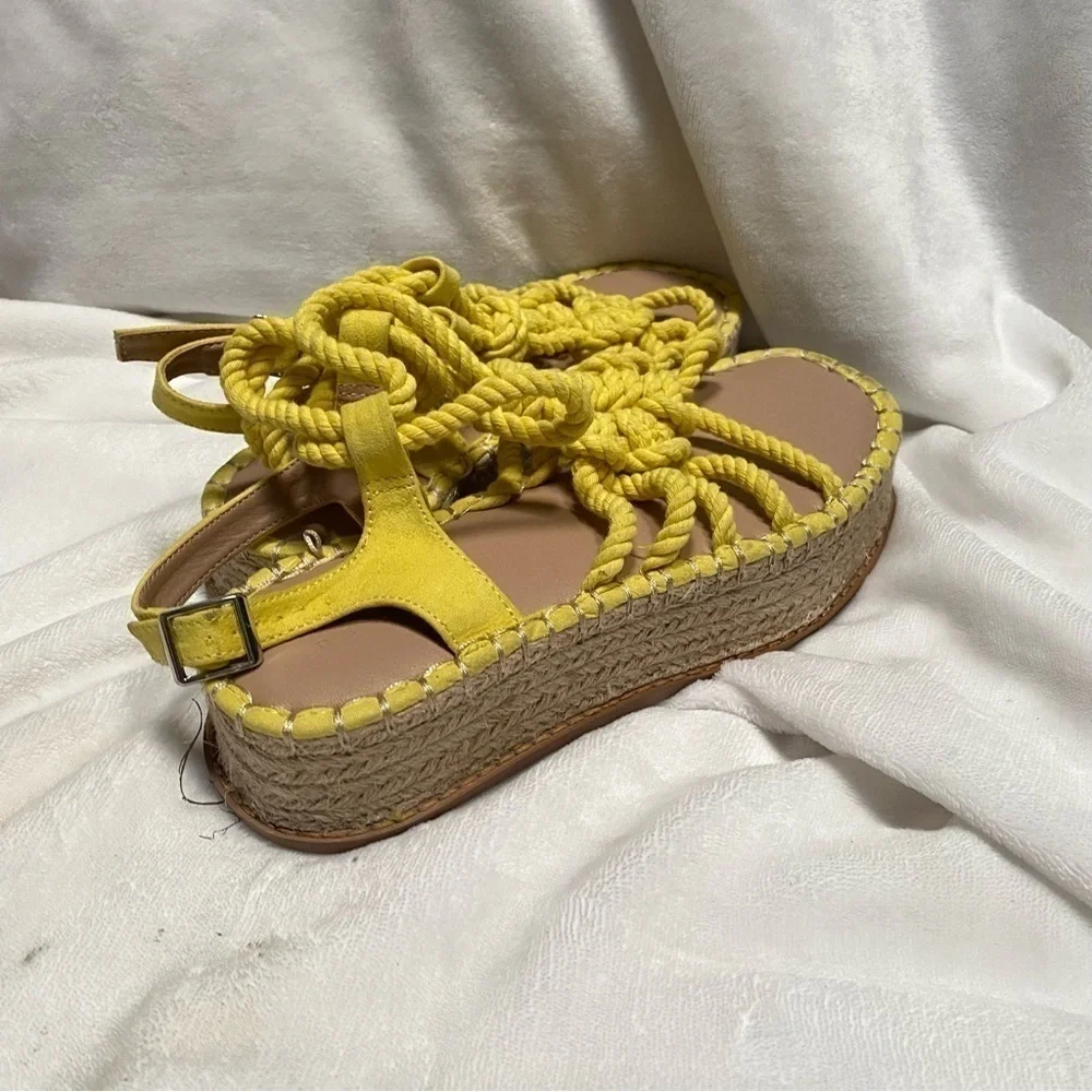 Asos Design yellow rope platform espadrilles size 6